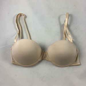 Gilly Hicks Push em up 34 B beige strapless bra